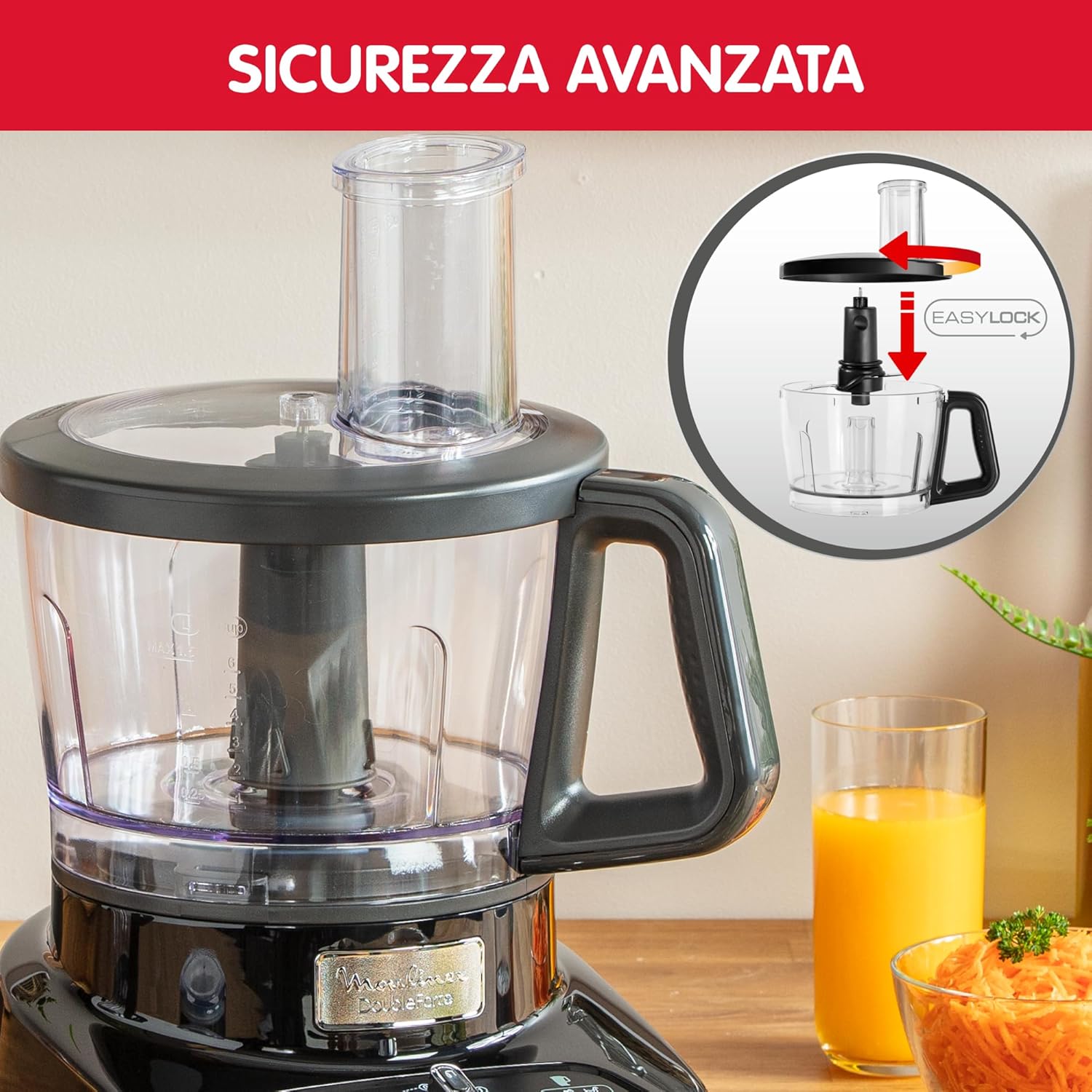 Moulinex Robot multifonction, 1000 W, 28 fonctions, Bol 3 L, Blender 2 L, Hachoir, Disques pour râper et émincer, Lames inox titanium, Robot cuisine, DoubleForce FP821811