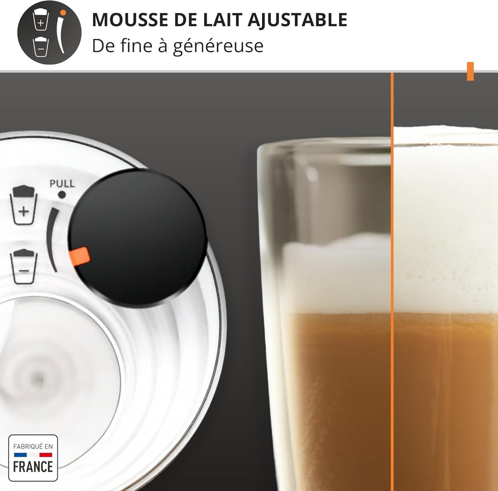 Krups Sensation C50, Machine à café grains, machine expresso, 5 boissons accès direct, Interface tactile, Facile à utiliser, Nettoyage automatique, Buse vapeur Cappuccino, Fabriqué en France EA910810