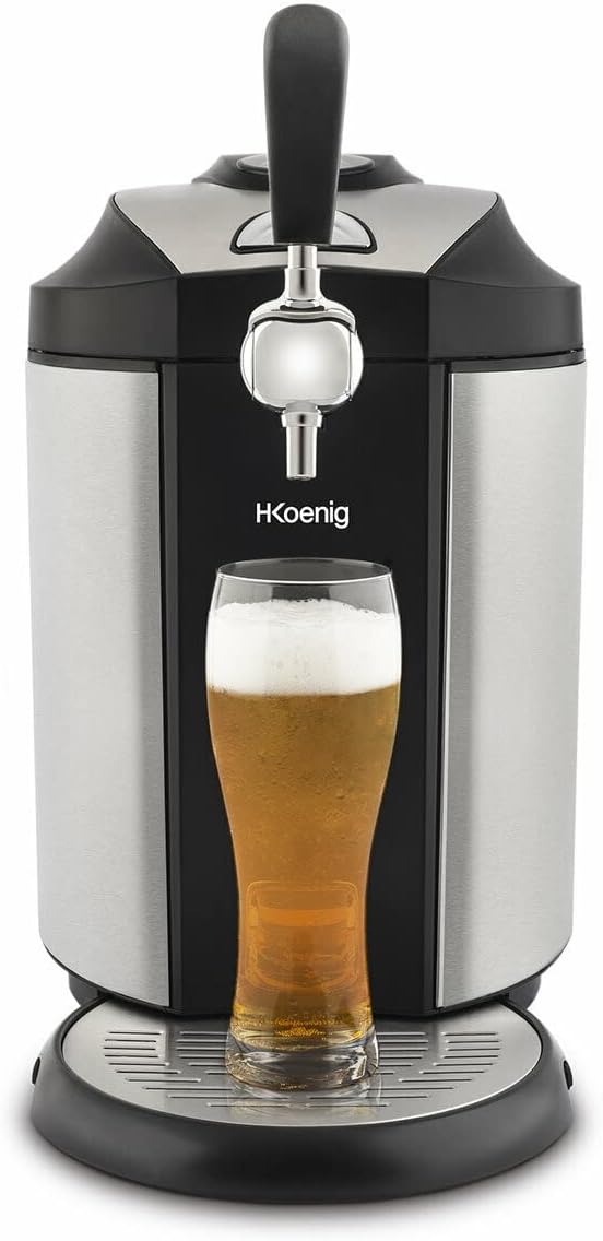 H.Koenig Tireuse à Bière compatible tous Fûts Universels Pressurisés de 5L Inox BW1778, Machine, Pompe, Pression domestique, Professionnelle, Universelle, Refroidissement intégré 4°C