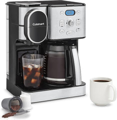 Cuisinart Cafetière, carafe en verre de 12 tasses, cafetière automatique chaude et glacée, machine à café à serveur unique, acier inoxydable noir, SS-16BKS