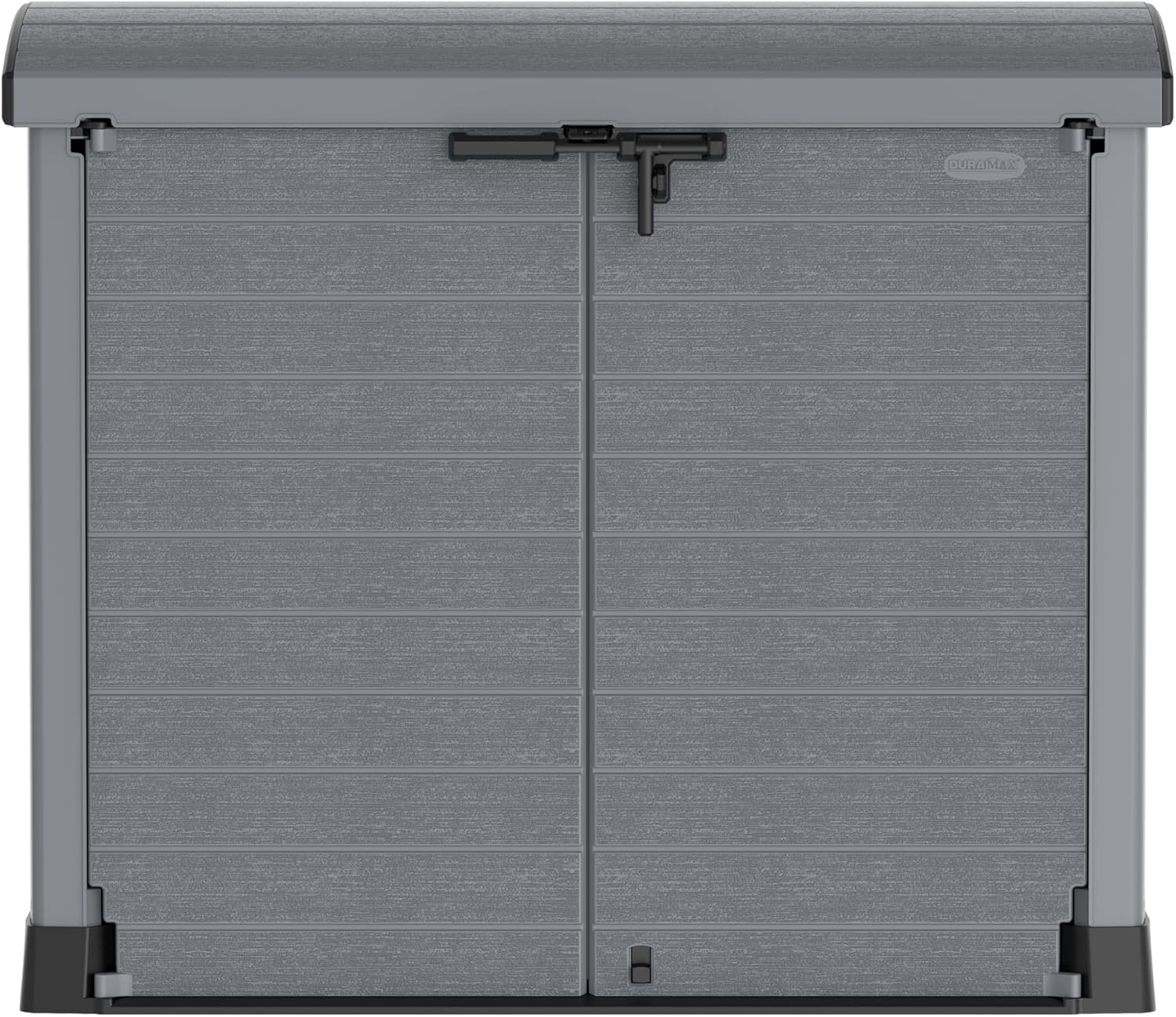 Duramax StoreAway 1200L Plastic Garden Shed/ Flat Lid, Outdoor Storage Shed, Wheelie Bin Hideaways, Wheelie bin box, Durable Construction, Ideal for Bikes, BBQs & 2x 240L Bins, 145x85x125 cm, Brown