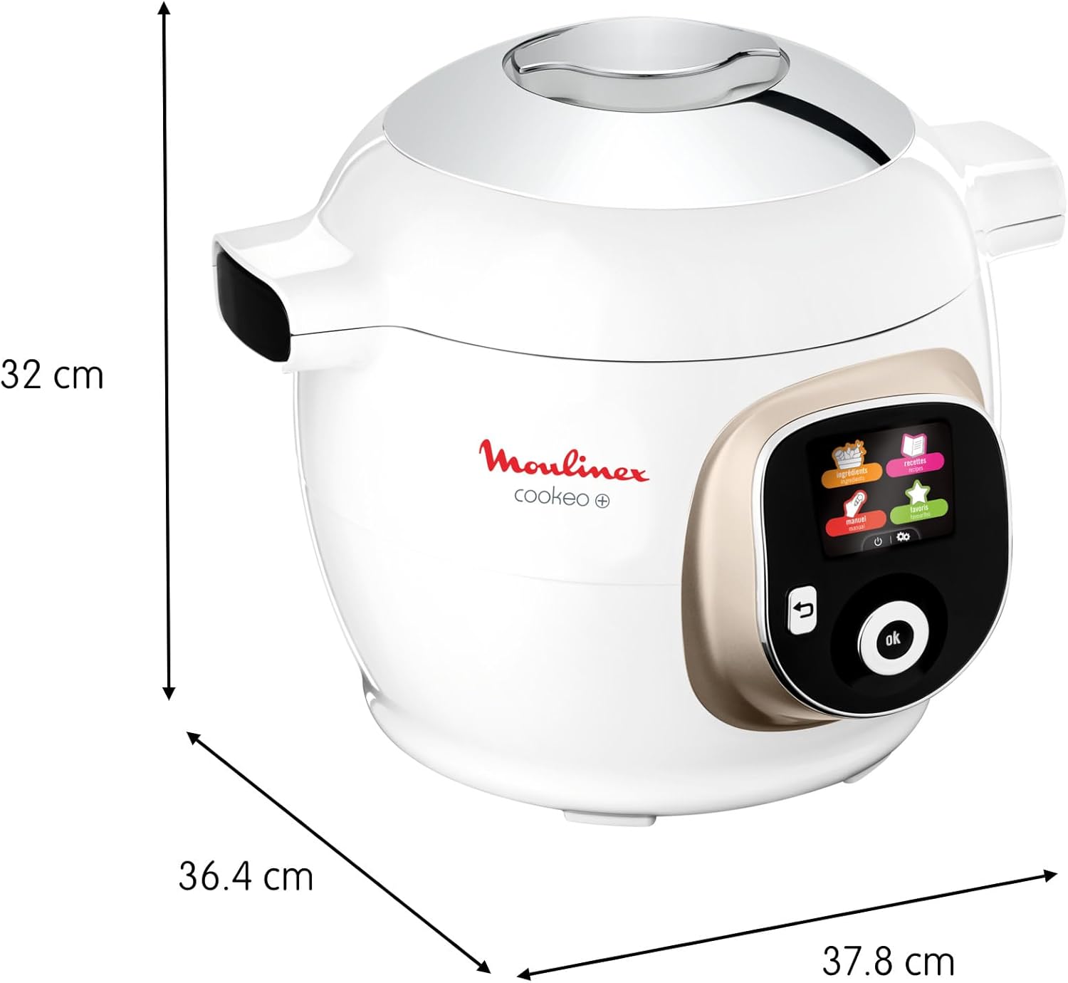 Moulinex, Cookeo Multicuiseur intelligent 6L, 150 recettes intégrées, Cuisson sans surveillance, Ecran intuitif, Guide de cuisson, Application MyMoulinex, 1600W, Blanc, 15 ans réparabilité