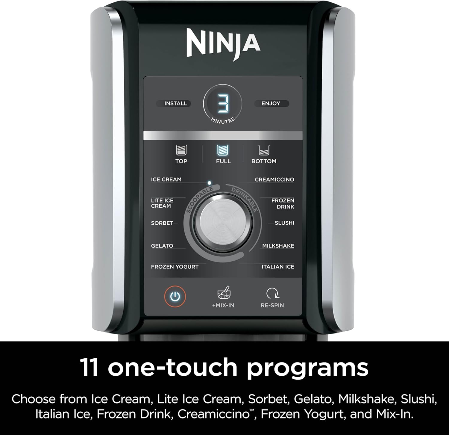 Ninja NC301 CREAMi Ice Cream Maker, for Gelato, Mix-ins, Milkshakes, Sorbet, Smoothie Bowls & More, 7 One-Touch Programs, with (2) Pint Containers & Lids, Compact Size, Perfect for Kids, Silver