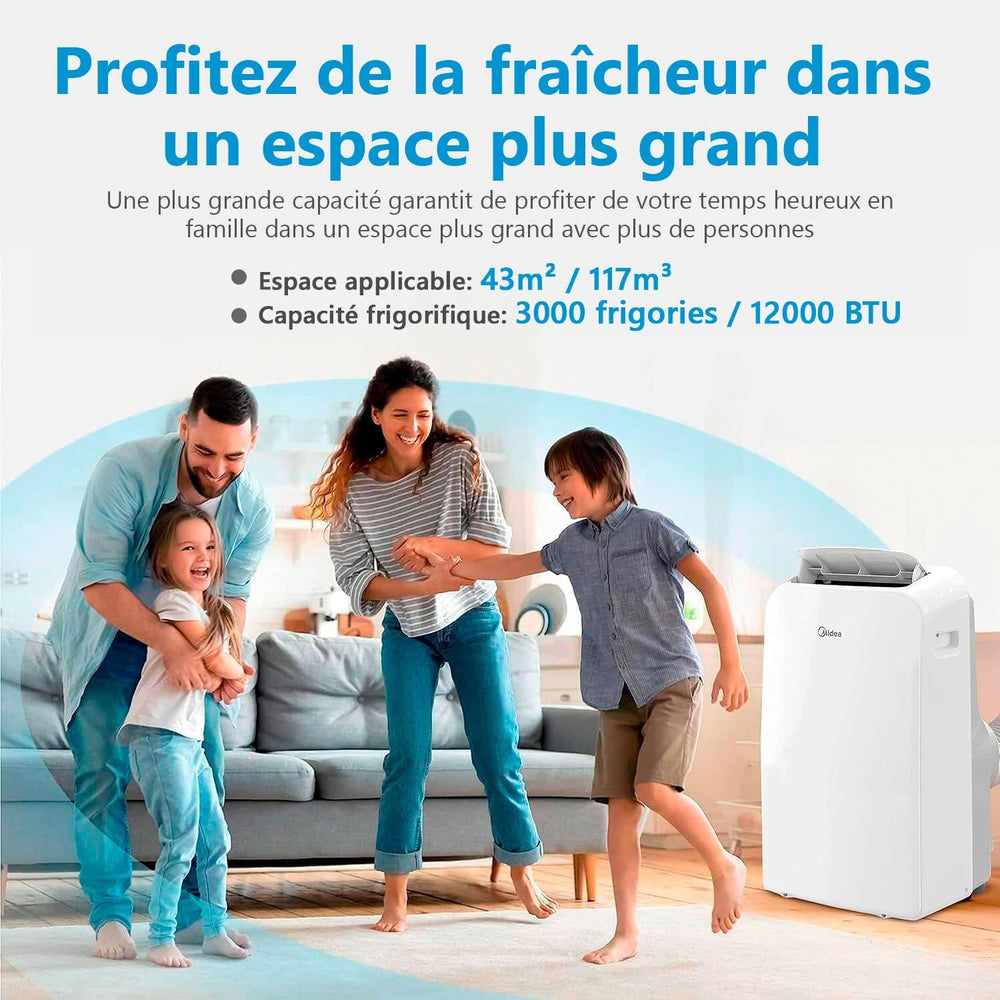 MIDEA Climatiseur PortaSplit Mobile Silencieux 4-in-1| 12000 BTU | Chauffage et Climatisation Portable Prêt à Poser 3,5kW- Clim Mobile avec rafraîchisseur, déshumidificateur, chauffage,ventilateur