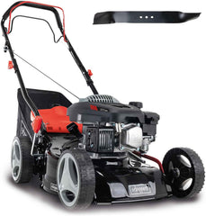 Scheppach Tondeuse à Gazon Thermique MS150-42 | Autotractée - 3,7 CV | Largeur de Coupe 42cm | Raccord Rapide de Nettoyage | Panier 45L | Hauteur - 7 Niveaux | Lame supp. + Huile Incluse