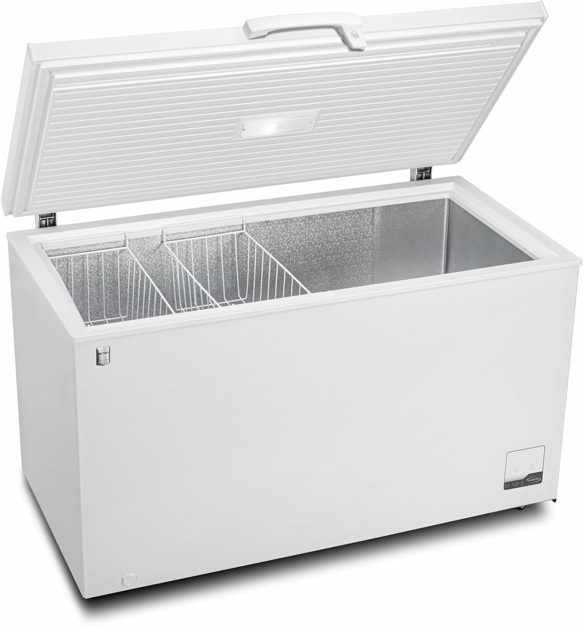 METRO Professional Congélateur bahut GHF2700S, acier, 188 x 73.5 x 94.5 cm, 700 L, 125 W, 3 paniers, éclairage LED, avec serrure, blanc/gris