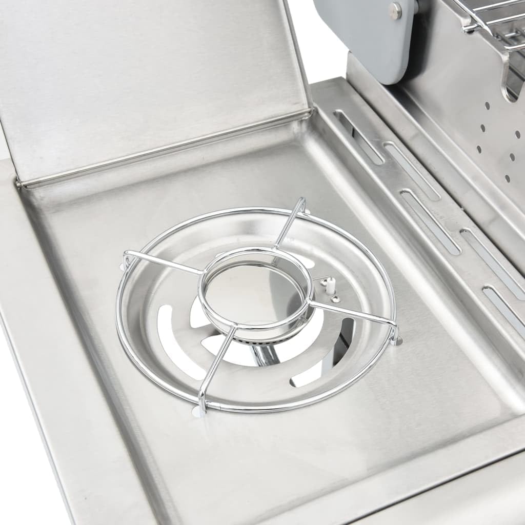 Furniture Select-Barbecue à gaz avec 4 brûleurs en acier inoxydable Argenté