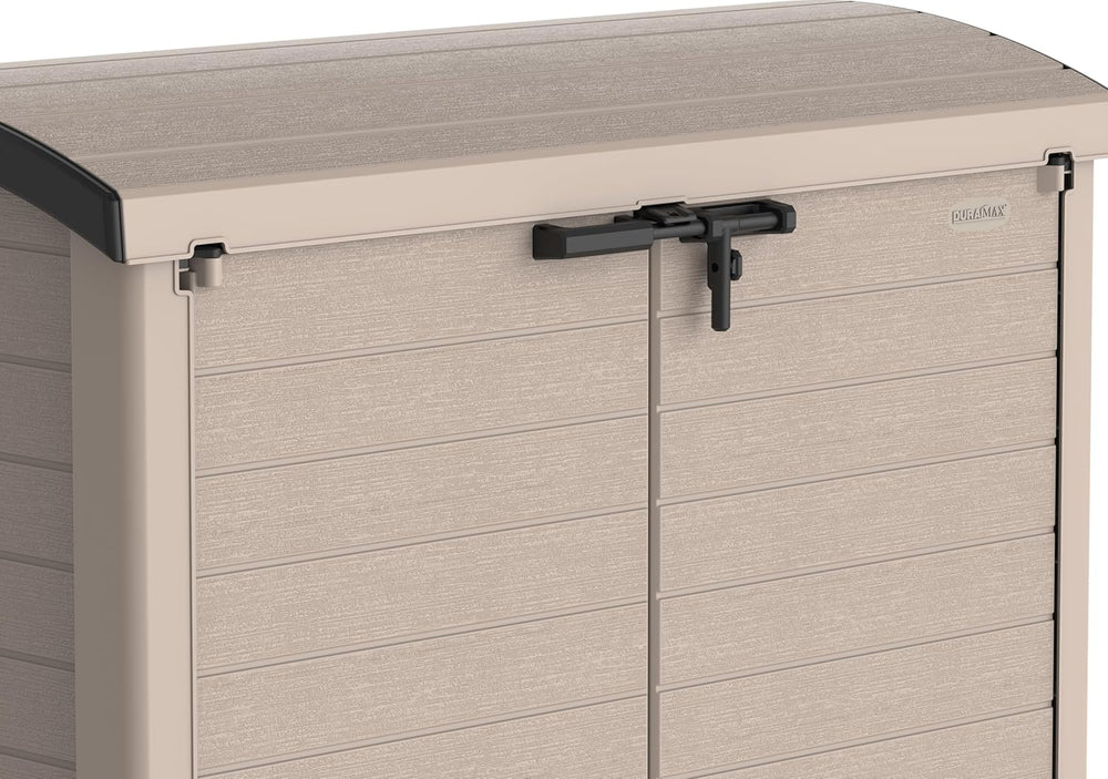 Duramax StoreAway 1200L Plastic Garden Shed/ Flat Lid, Outdoor Storage Shed, Wheelie Bin Hideaways, Wheelie bin box, Durable Construction, Ideal for Bikes, BBQs & 2x 240L Bins, 145x85x125 cm, Brown