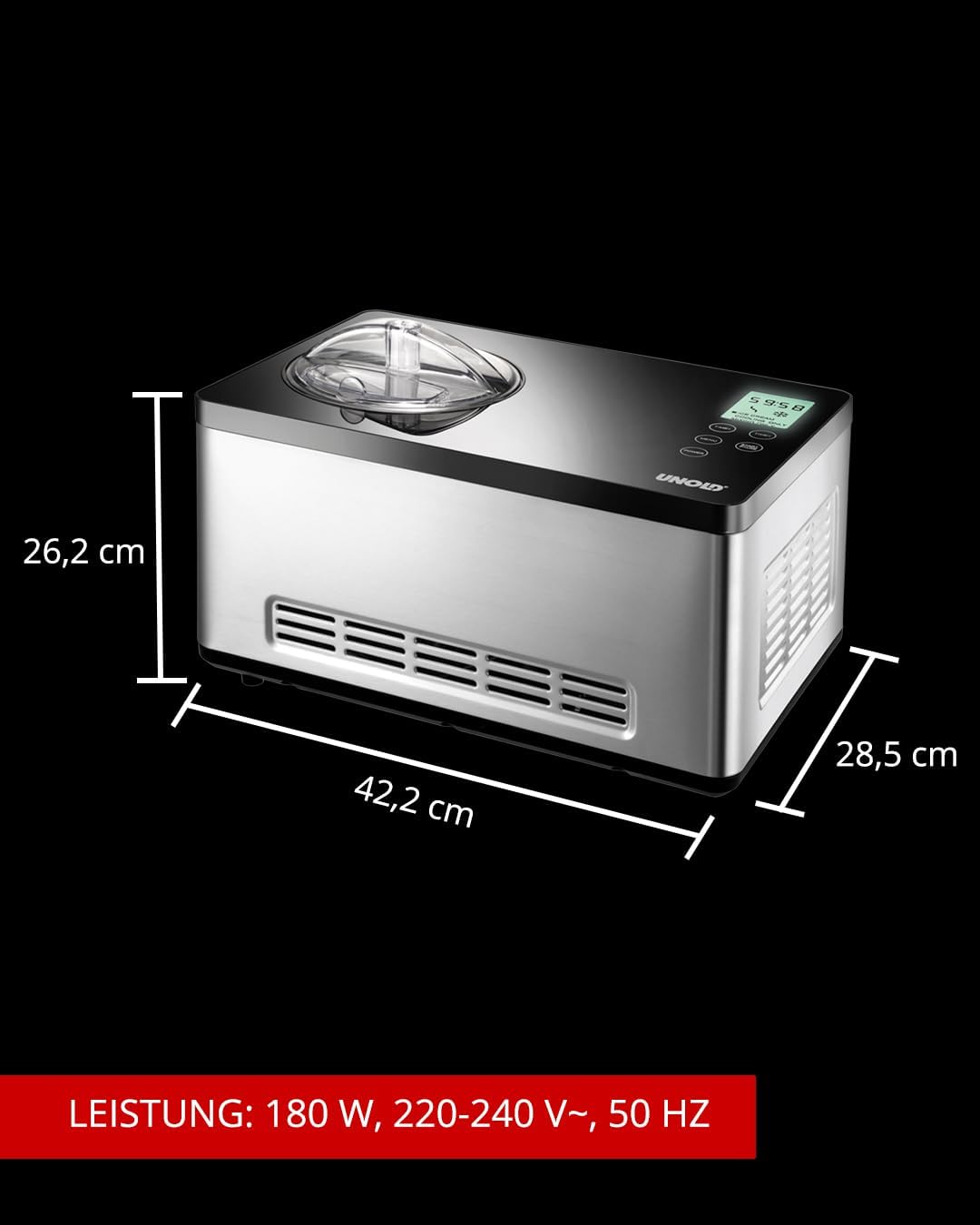 Unold 2074013 Gusto Turbine à Glace Réfrigérante Argent