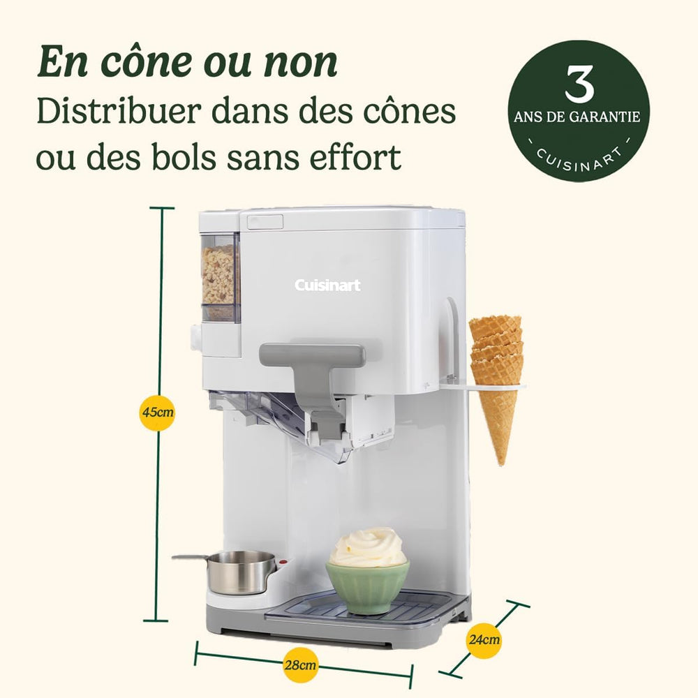 Cuisinart Sorbetière | machine à crème glacée, yaourt glacé, gelato, sorbet, sans produits laitiers | Distributeur de garniture | facile à utiliser | 1.42L fait 6 portions | Prêt en 20mins | ICE48U