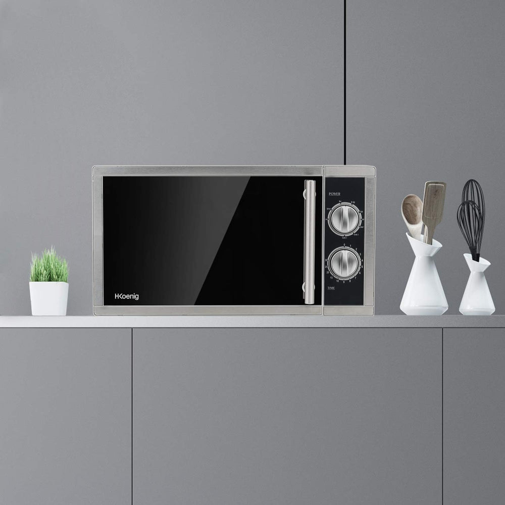 H.Koenig Micro-Ondes Four Grill 2 en 1 VIO9, 25L, Plateau tournant 27cm, 10 modes de cuisson jusqu’à 1000W, Décongélation, Cuisson combinée, écran LCD [Classe énergétique A+]