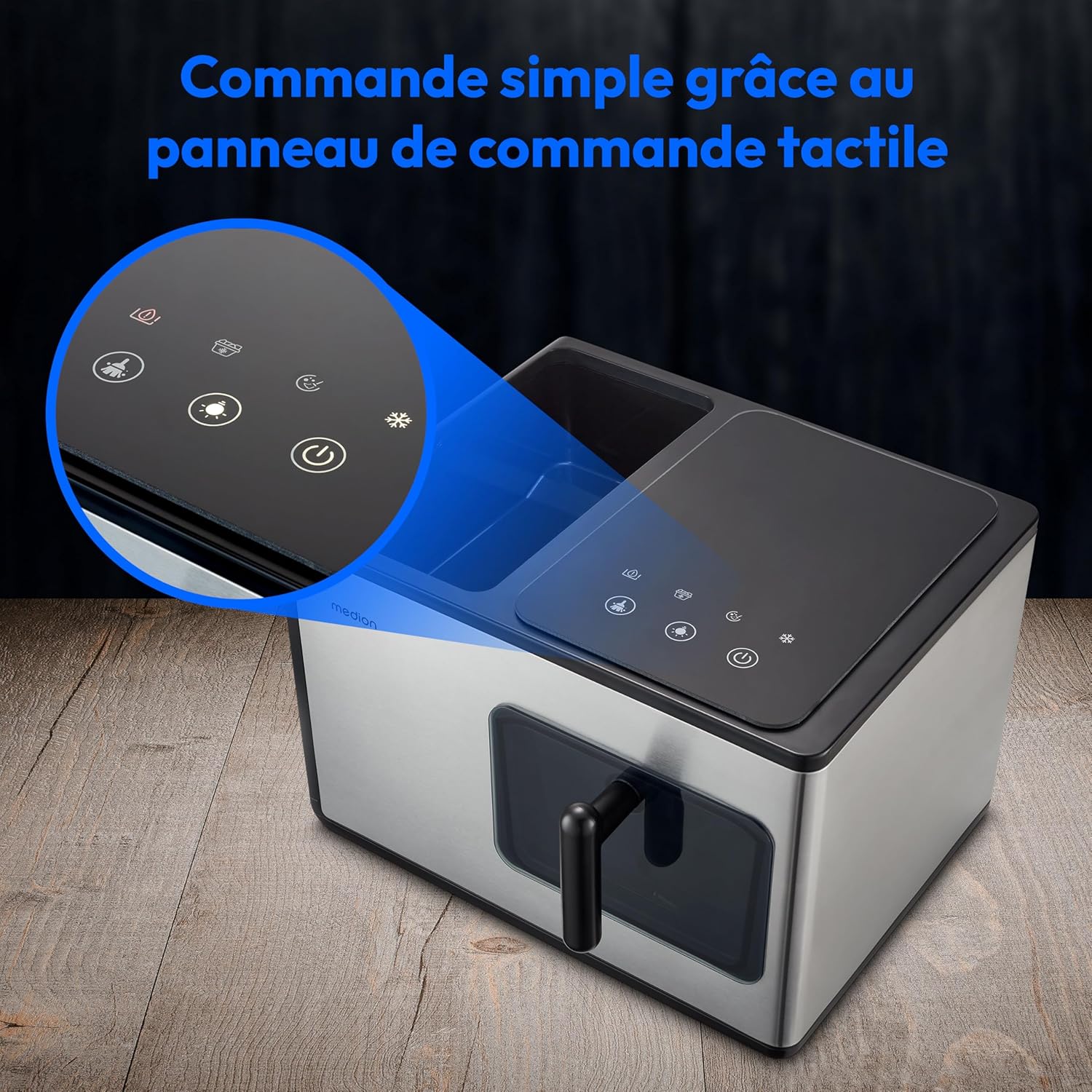 MEDION Ice maker (ice cube size small & large, 2.6 litre water tank, short production time approx. 10 minutes, crystal clear ice cubes, self-cleaning, control window, screen,