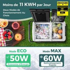 Glacière Électrique Portable Double Zone 40L Réfrigérateur de Voiture 12 V à Compresseur -20℃ ~ 2012/24V CC et 100-240V CA Noir -