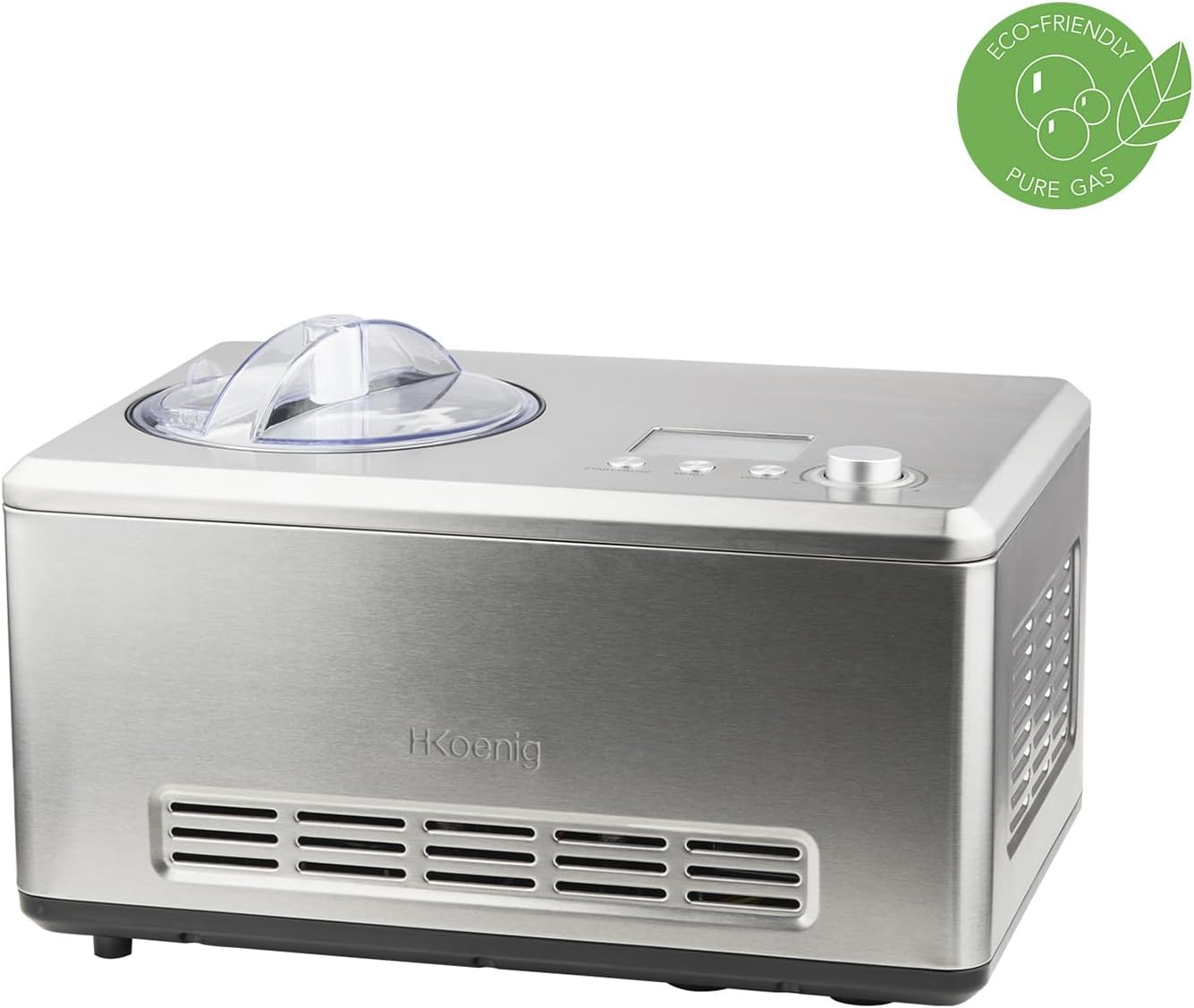 H.Koenig Professional Ice Cream Maker HF320, Electric Ice Maker 2L, 180 W, Refrigerant & Cold Maintenance - Sorbet and Ice Cream