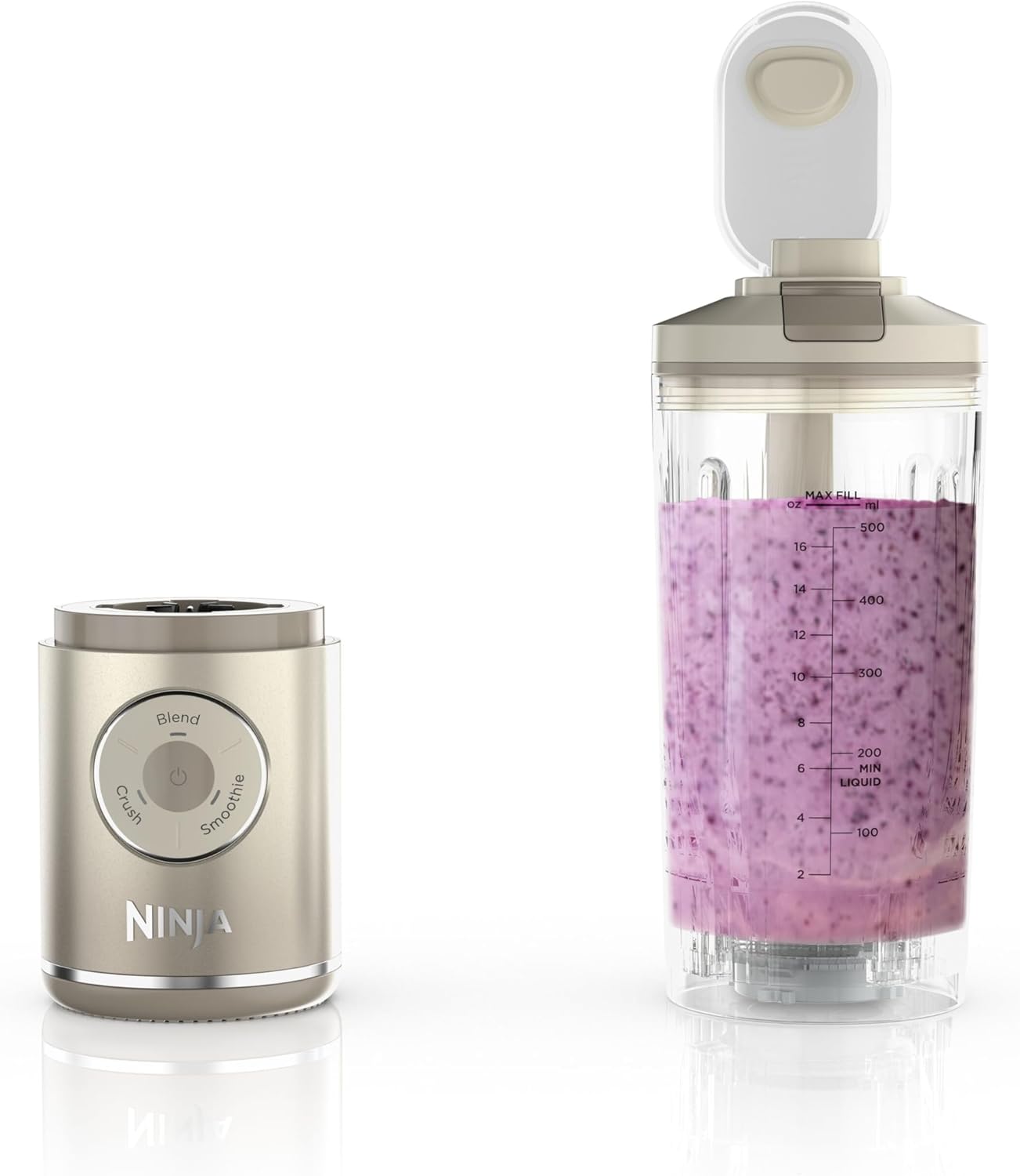 Ninja Blast Max, Portable Blender + Twist & Go, Personal Smoothie, Blend, Ice Crush, 3 Programs, Cordless, 22 oz removable Vessel, Dishwasher Safe, Leakproof, Pink, BC251PK