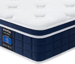 Inofia Ace Hybrid Firm Mattress 140 x 200 cm H4 Firm Mattress with Breathable Memory Foam and Independent Bagged Springs, 7 Ergonomic Zones, Extra Comfort for Adults and Children