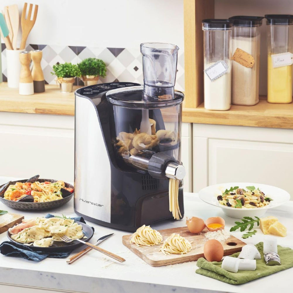 riviera&bar - Machine à Pâtes Automatique en Métal PMP500 - 4 Programmes, Ventilation pour Séchage Rapide, Vis Inox - Tous Types de Pâtes Maison - 39x35,5x23 cm