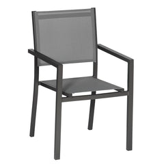 Lot de 8 chaises en aluminium anthracite - textilène gris Happy Garden