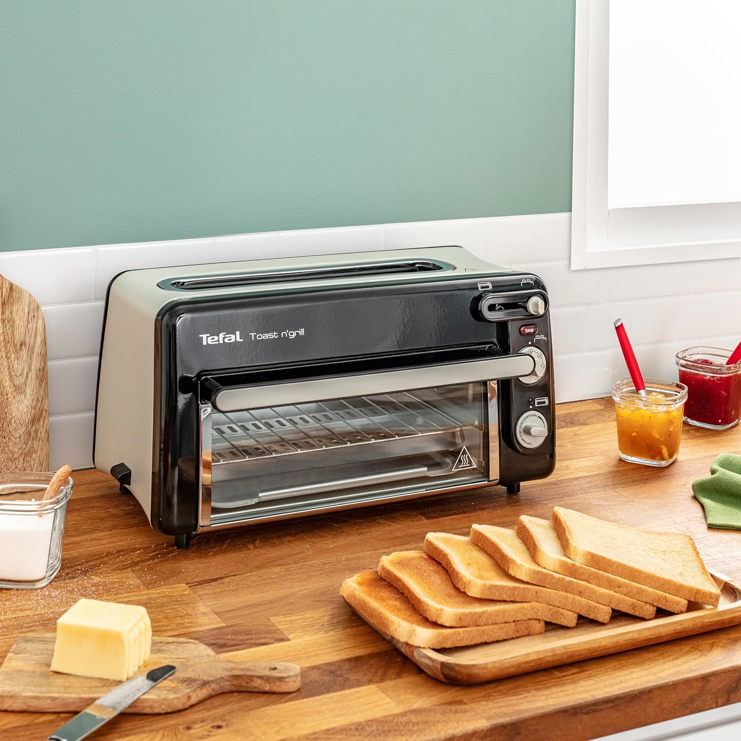 Tefal 2-in-1 Toaster & Mini Oven, Stainless Steel, Long Toaster Slot with Lid, 6 Levels of Browning, Grill Temperature up to 210°C, Toast N Grill TL600810