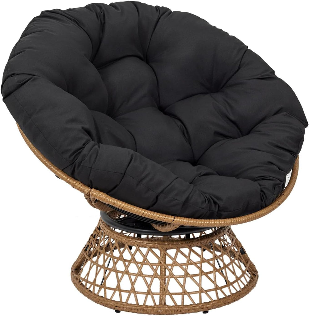 HOME DECO FACTORY, Fauteuil Pivotant Extérieur, Chaise Relax Ronde, 1 Place Pivotant à 360°, Coussin Épais Grand Confort Inclus, Mobilier de Jardin pour Amenagement Balcon Terrasse Salon de Jardin