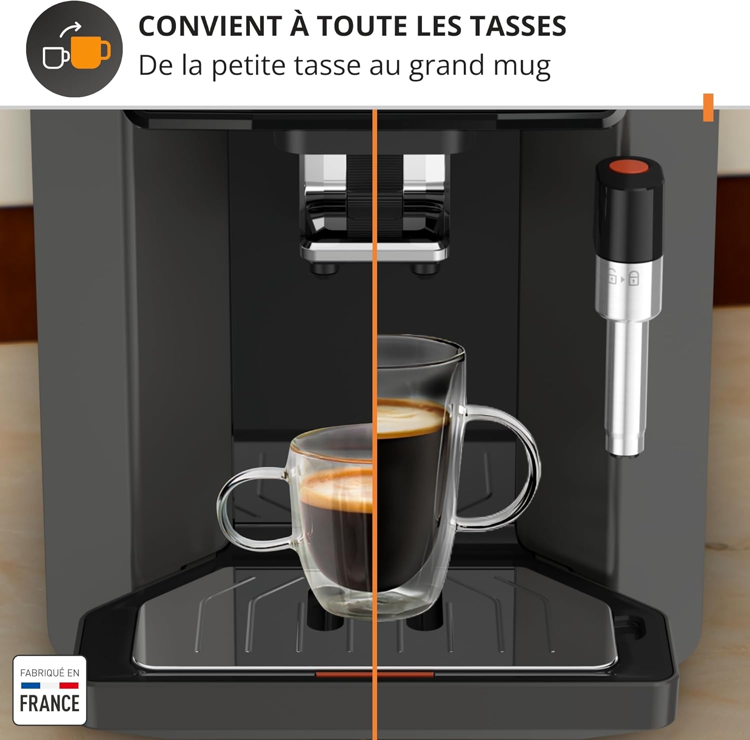 Krups Sensation C50, Machine à café grains, machine expresso, 5 boissons accès direct, Interface tactile, Facile à utiliser, Nettoyage automatique, Buse vapeur Cappuccino, Fabriqué en France EA910810