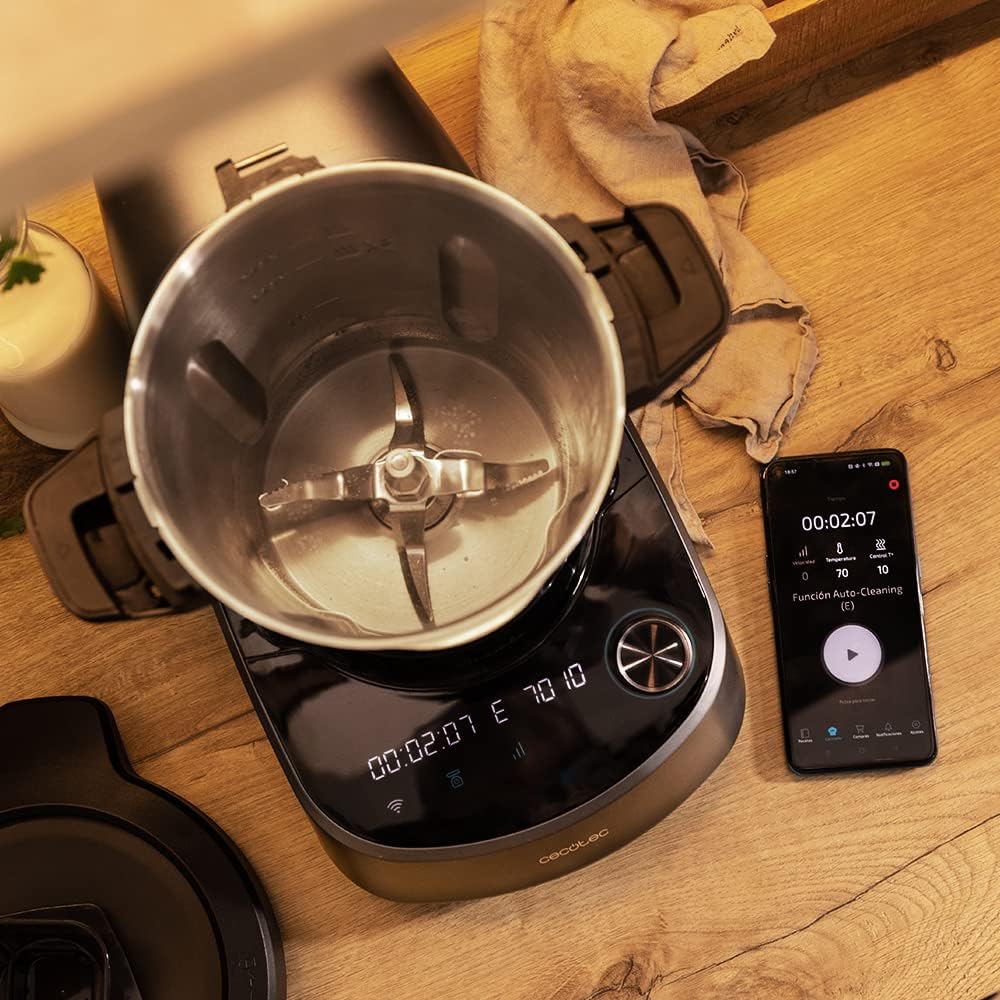 Cecotec Robot de Cuisine Mambo Black. 23 Fonctions, 10 Niveaux de Température, 1700W, 2,5 kg de Pâte, Cruche de 3,3L, 10 Vitesses, Minuterie, Température Réglable de 37 °C à 120 °C