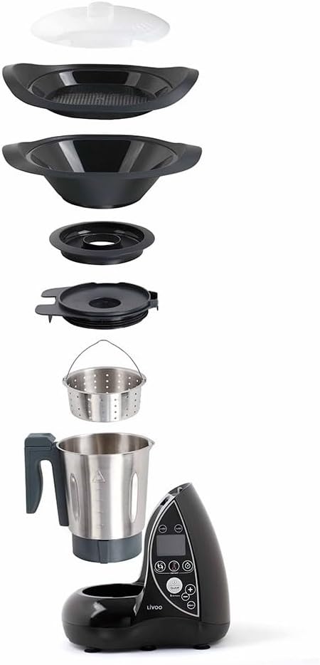 Livoo - Robot culinaire chauffant DOP142G - 12 fonctions, 3L, 12 niveaux de puissance, minuterie 60 min, 20°C à 120°C