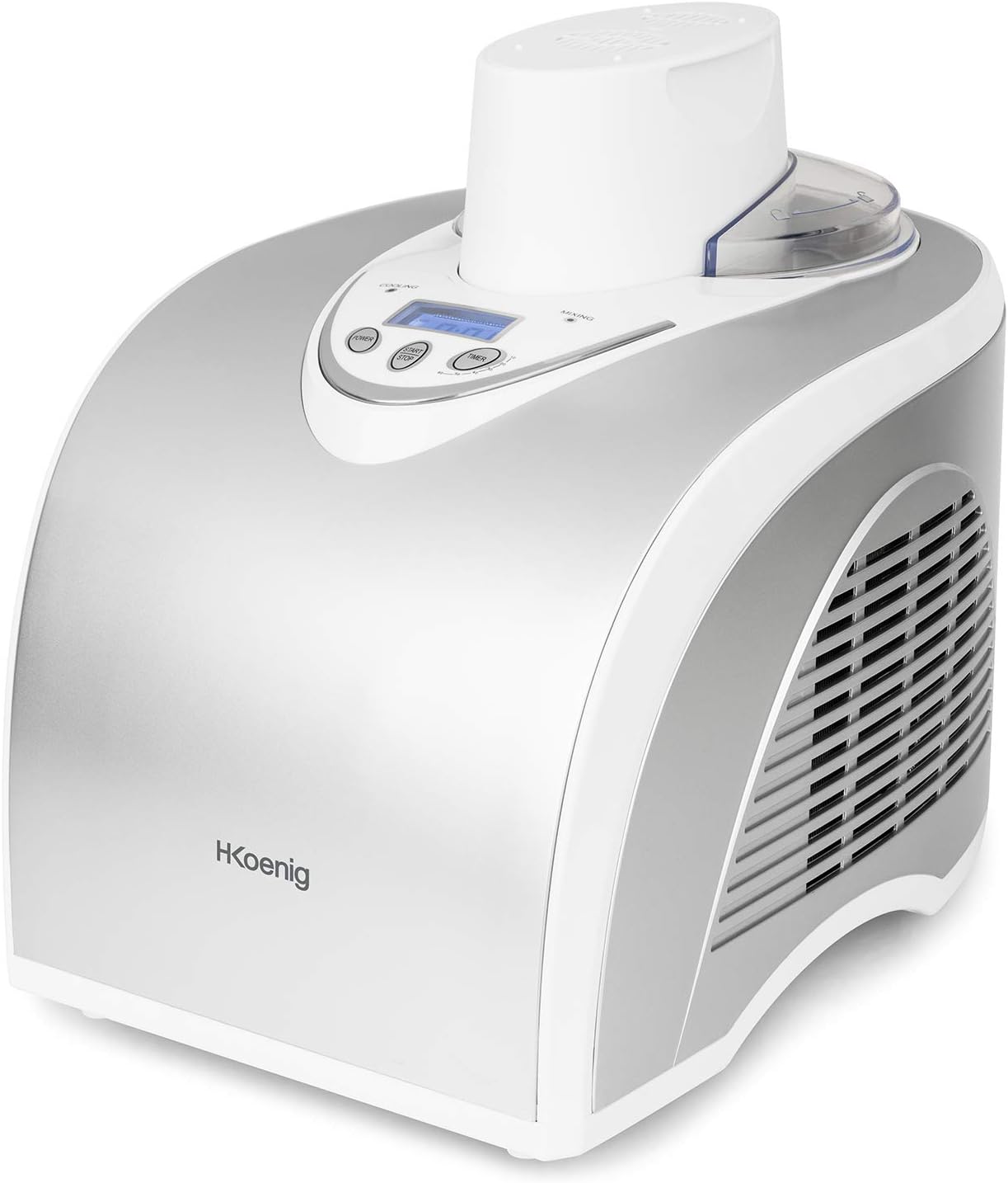 H.Koenig Sorbetière Turbine à Glace Professionnelle HF180, Machine à Glace Electrique 1L, 135 W, Réfrigérante & Maintien du Froid - Sorbet et Crème Glacée