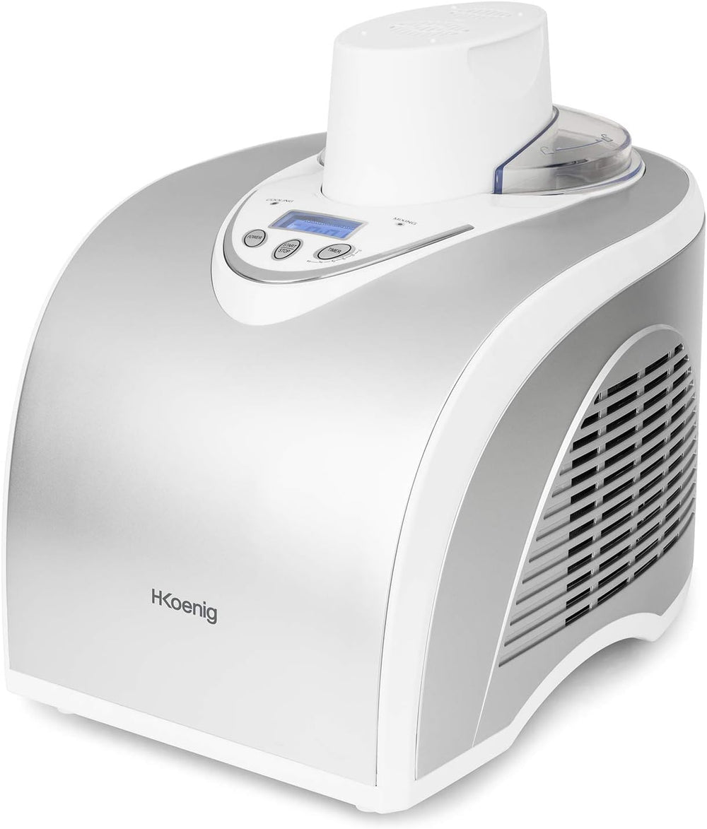 H.Koenig Sorbetière Turbine à Glace Professionnelle HF180, Machine à Glace Electrique 1L, 135 W, Réfrigérante & Maintien du Froid - Sorbet et Crème Glacée