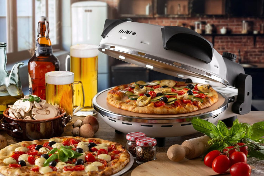 Ariete Pizza Oven 918, Pizza 4 Minutes, 5 Cooking Levels, Refractory Plate for Heating, Wooden Blades Included, Maximum Temperature 400°C, 1200W, White