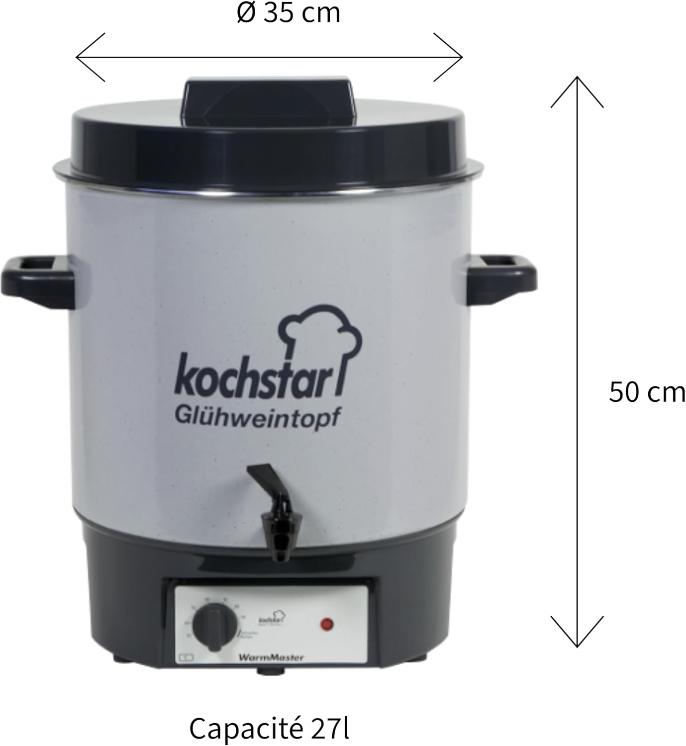 Kochstar K99104035 Electric Sterilizer with Thermostat and Tap 27 Litres 50 x 46.5 x 37 cm Grey