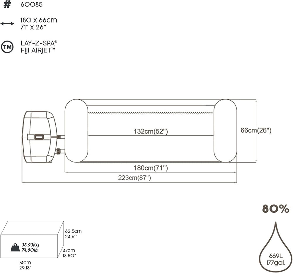 Spa gonflable rond BESTWAY Lay-Z-Spa® Miami Airjet™ 2 - 4 personnes