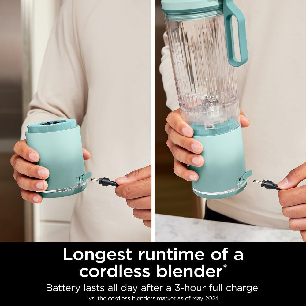 Ninja Blast Max, Portable Blender + Twist & Go, Personal Smoothie, Blend, Ice Crush, 3 Programs, Cordless, 22 oz removable Vessel, Dishwasher Safe, Leakproof, Navy, BC251NV