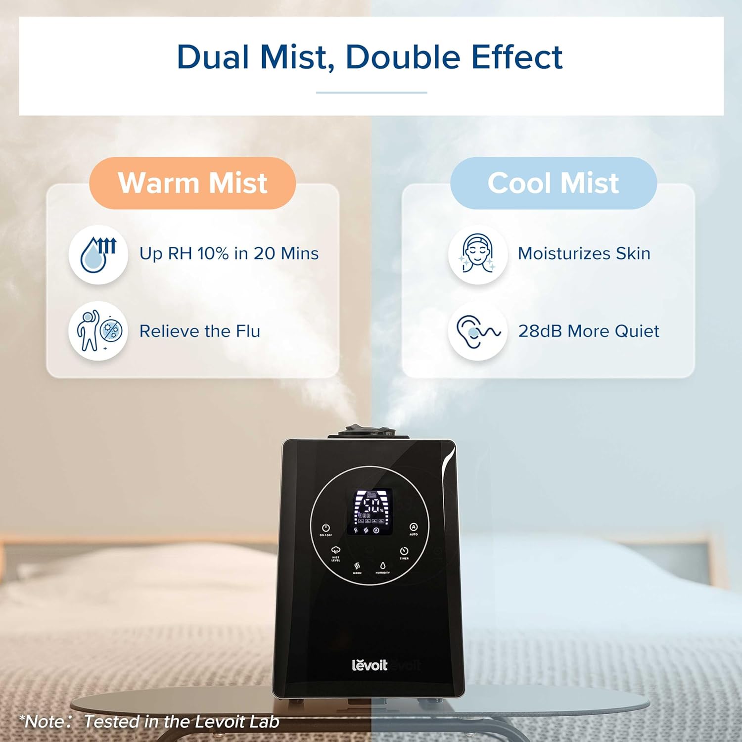 LEVOIT OasisMist 1000S (10L) Smart Humidifier for Home Large Room Bedroom, Last 100 Hours Suitable for Indoor Plant, Cover up to 600ft², Easy Top Fill, Remoter & Voice Control, Auto Mode, Quiet, White
