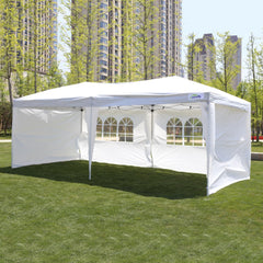 Goutime tonnelle Pliante 3x6,Pop up canopée Gazebo Tente de fête,4 Murs détachables Même Sac à roulettes,abri de Jardin Exterieur,Tente de réception（Blanc）