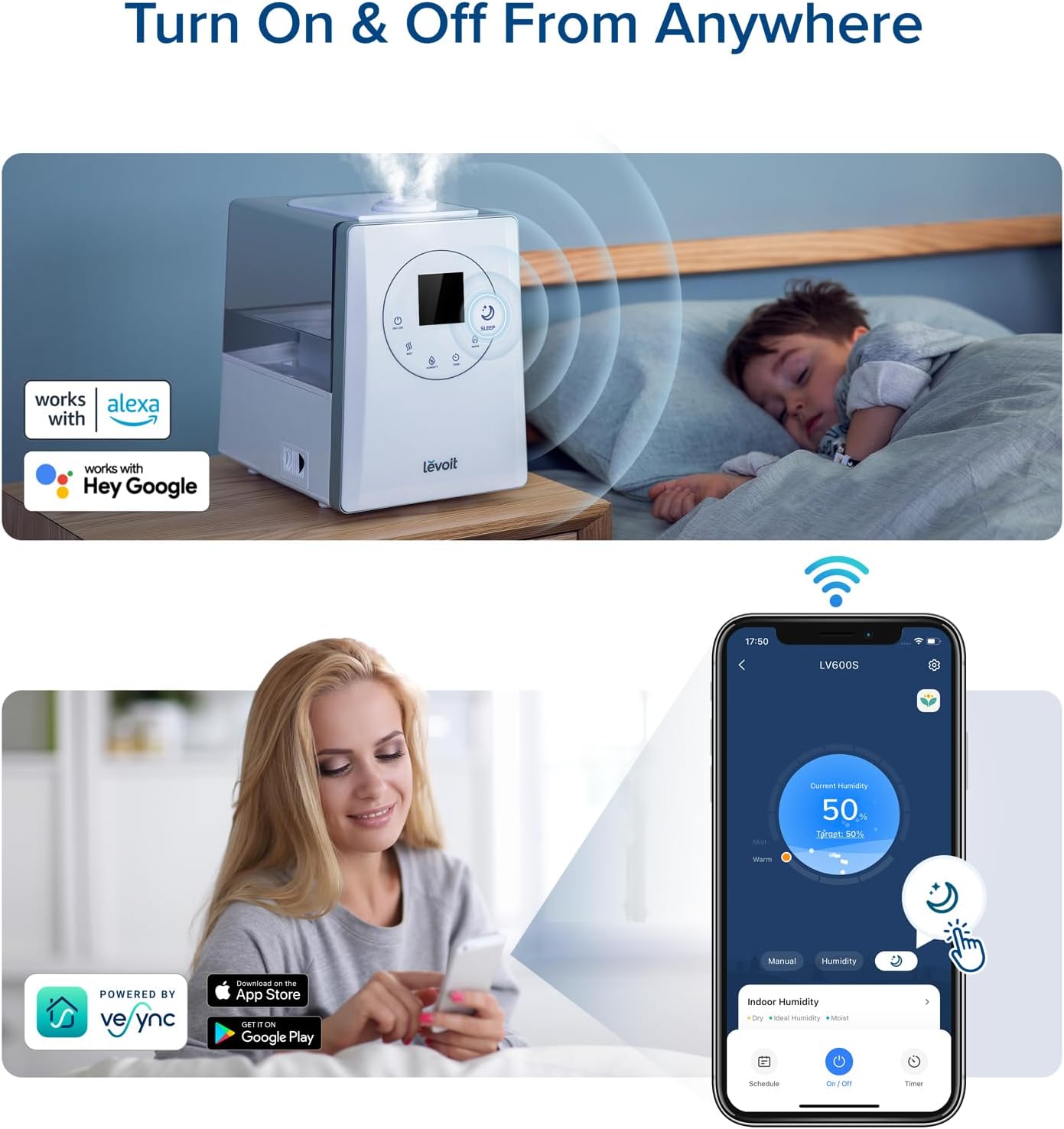 LEVOIT OasisMist 1000S (10L) Smart Humidifier for Home Large Room Bedroom, Last 100 Hours Suitable for Indoor Plant, Cover up to 600ft², Easy Top Fill, Remoter & Voice Control, Auto Mode, Quiet, White