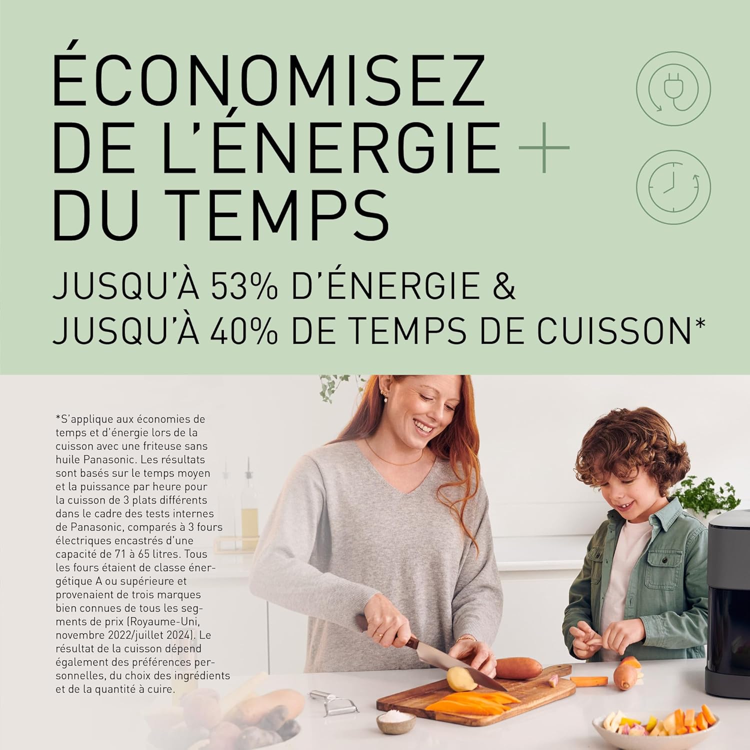 Panasonic NF-CC500SXE AirFryer Friteuse sans huile avec Hublot, 5L, 80-200°C, Minuterie Numérique et Écran LCD, Vapeur Douce, 11 Préréglages, Nettoyage Facile, Gris Mat