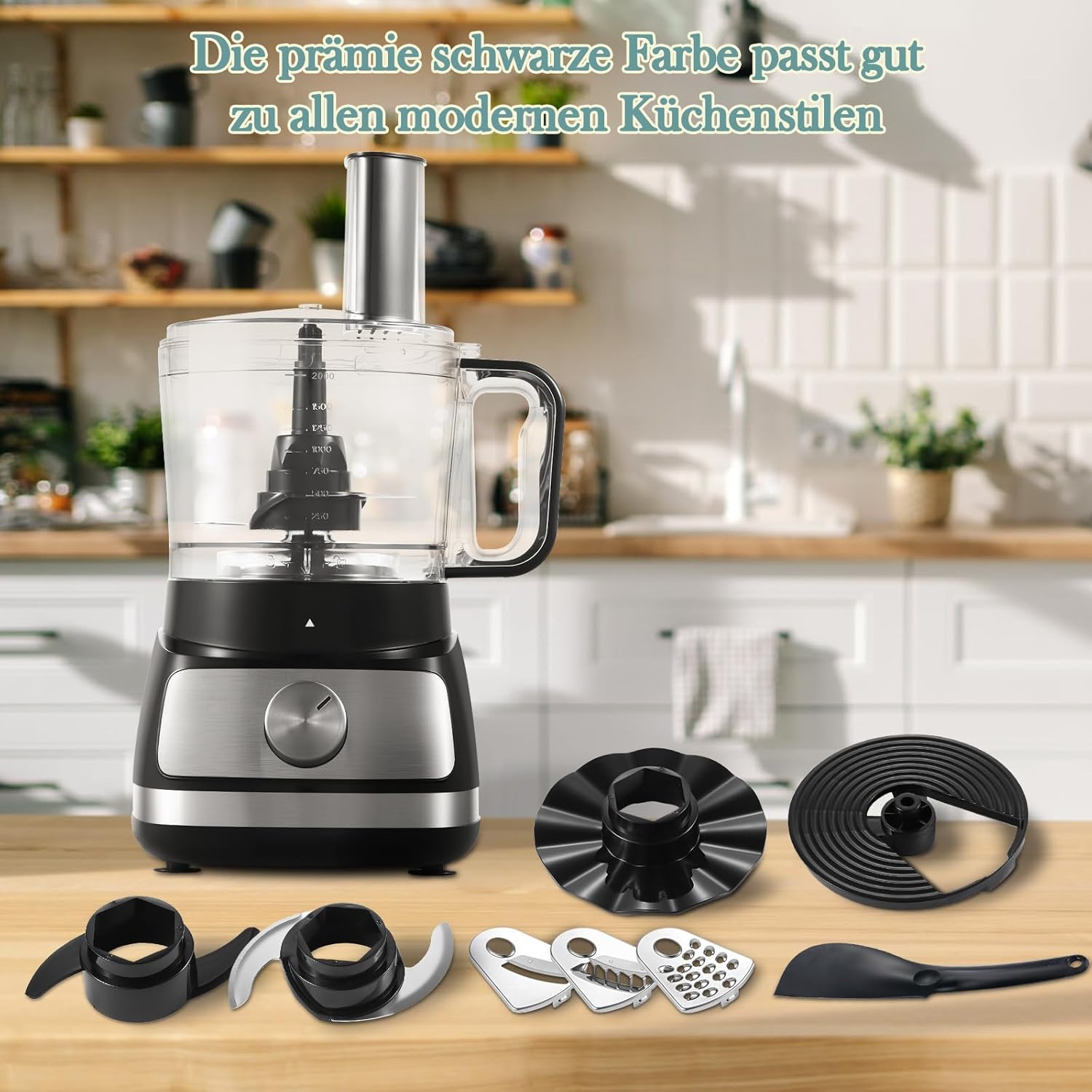 TopStrong Multifunctional Food Processor, 1100 W Multifunctional Food Processor, 11 in 1 Food Processor Included Chopper, Kneader Hook, Blender, Citrus Press and Coffee Grinder, 3.2L Bowl and 1.5L