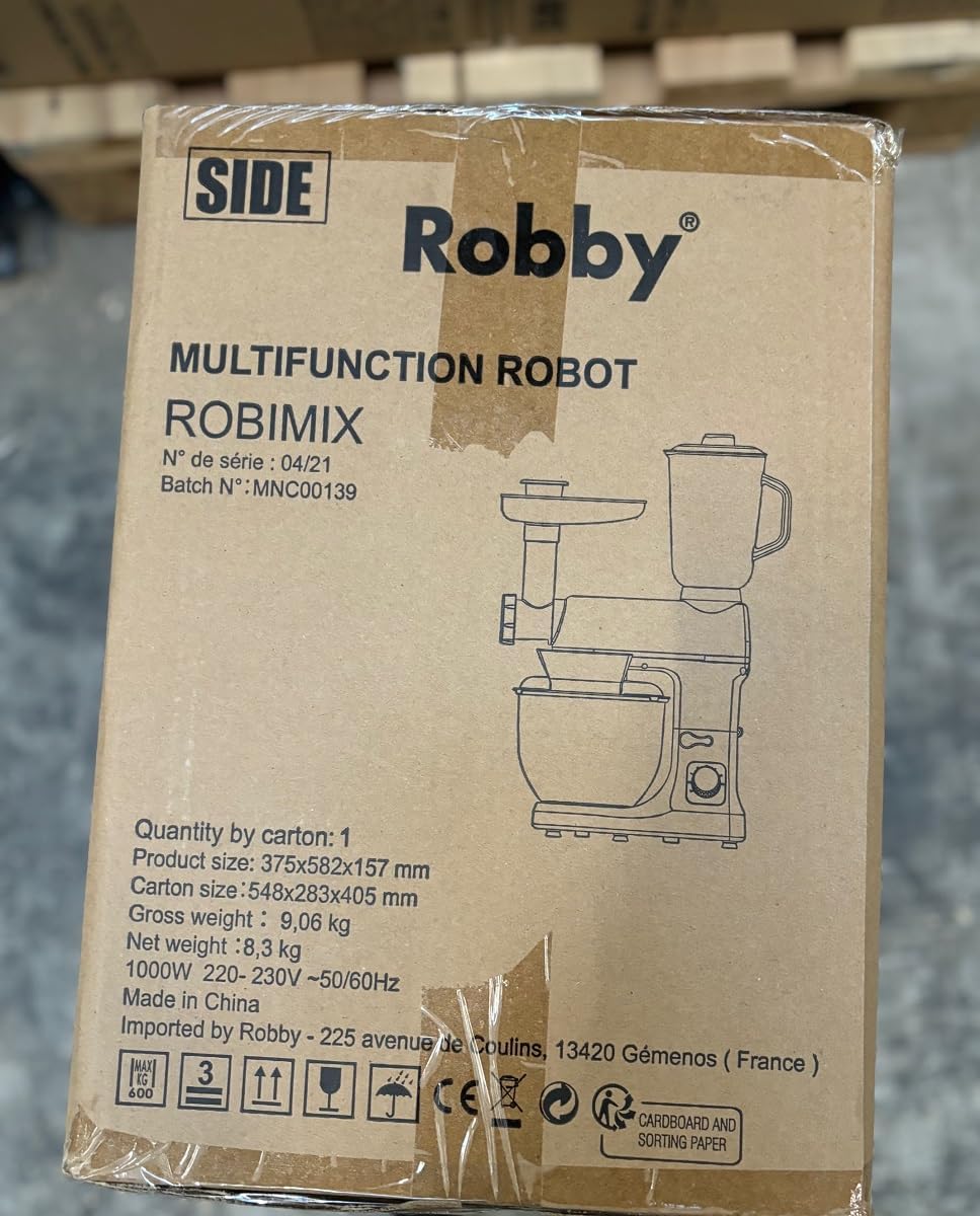 Robot Multifonctions 5l 1000w Noir Avec Hachoir Et Blender 1,5l En Verre - ROBIMIX NOIR