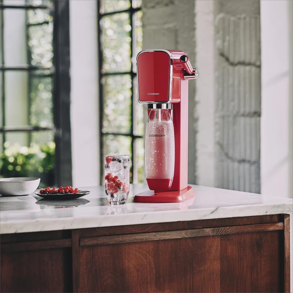 SodaStream ART Sparkling Water and Soda Machine | Pack of 1 Bottle 1 L + 1 Bottle 0.5 L Dishwasher Safe + 1 60L Gas Refill Clip On | Black [Amazon Exclusive]