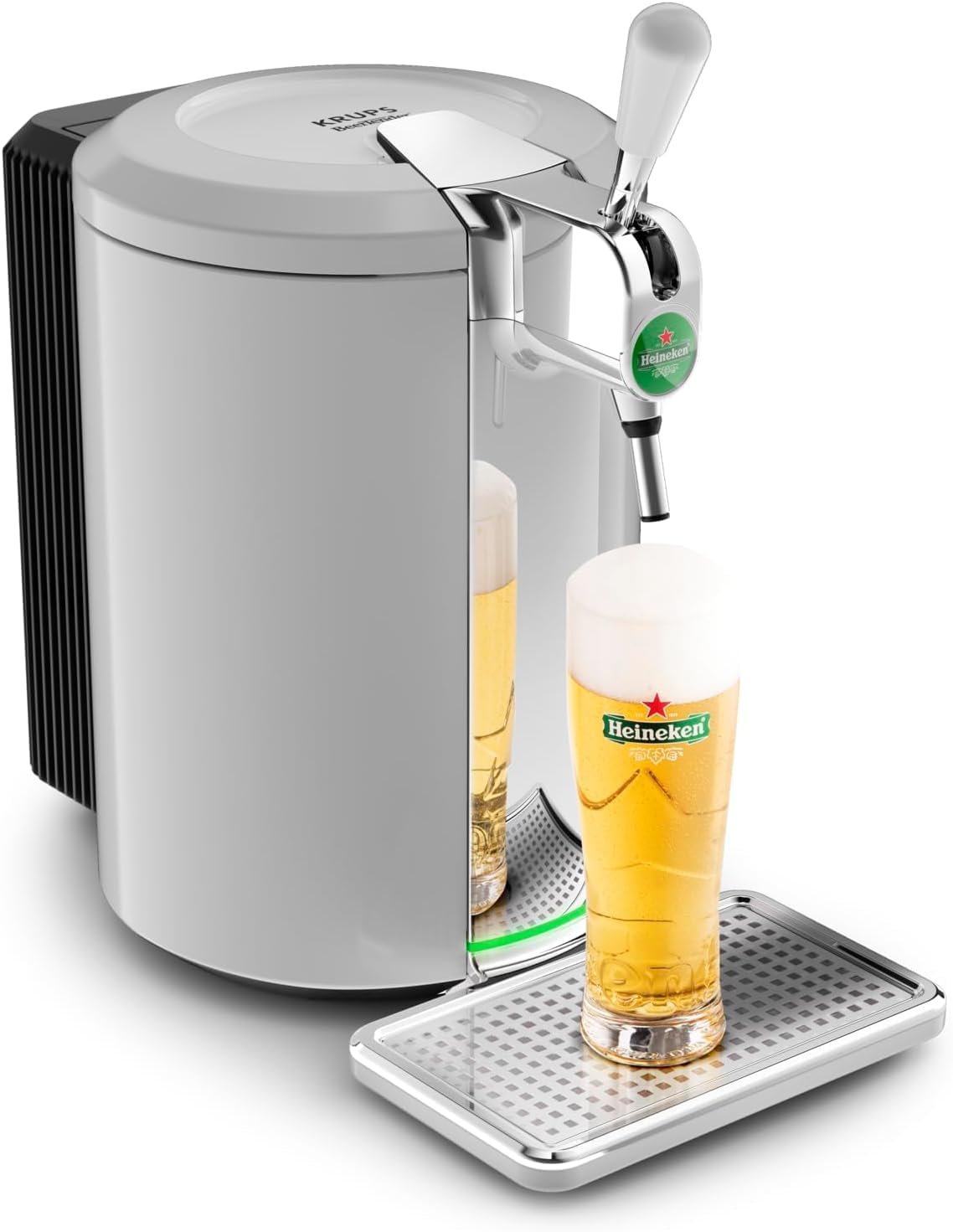 Krups Beertender Machine bière pression, Fûts de 5 L, Marques du groupe Heineken, Témoin lumineux, Température et mousse parfaites, Bière fraîche, Installation facile, Compact noire VB450E10