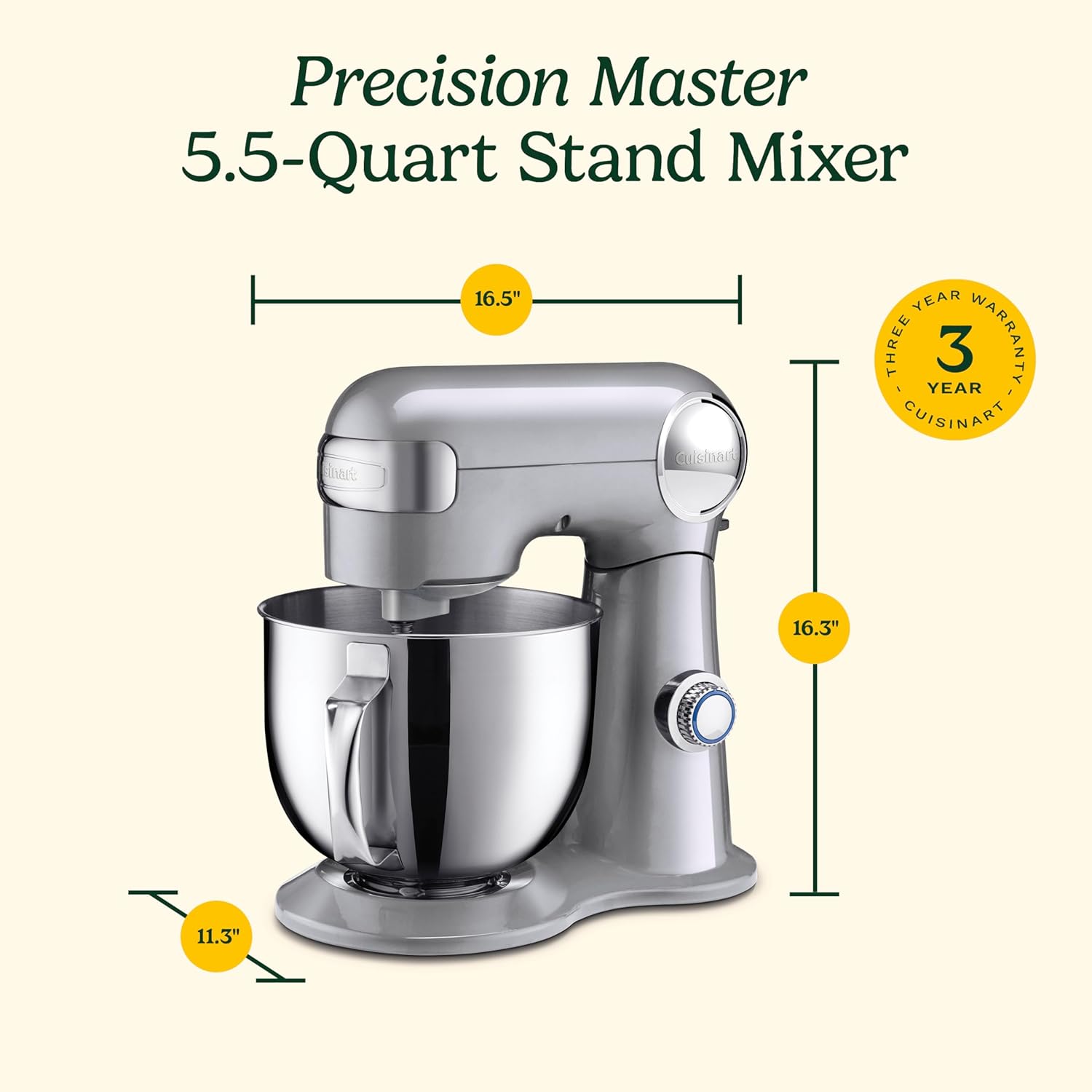 Cuisinart SMD-50BC Precision Pro Mélangeur numérique sur pied de 5,5 litres, métal, doublure argentée