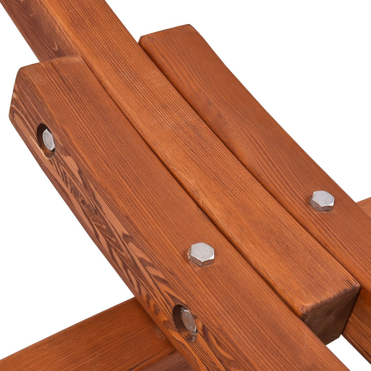 Hamac 1 Place 200x100cm avec Support en Bois de Mélèze Russe Capacité 120kg en Polyester Métal 313x115x120cm Naturel -
