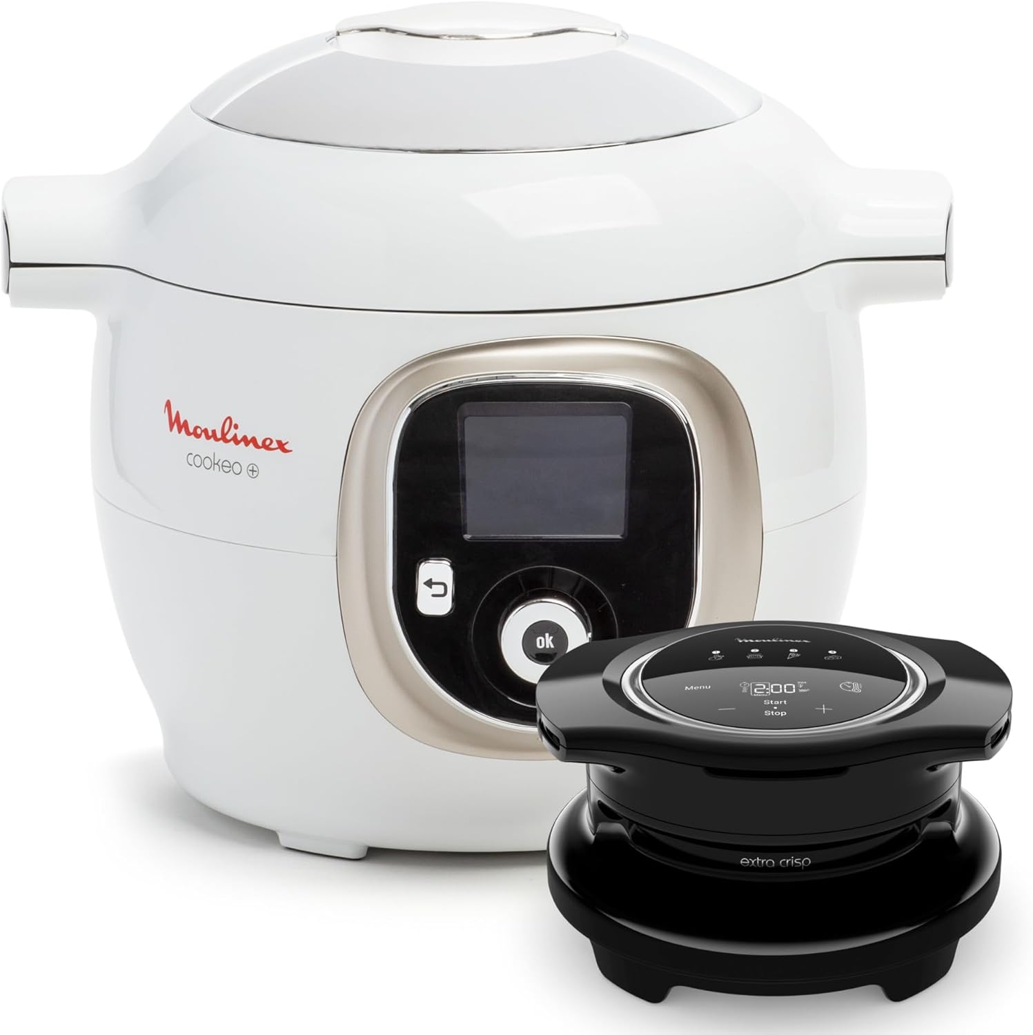 Moulinex, Cookeo Multicuiseur intelligent 6L, 150 recettes intégrées, Cuisson sans surveillance, Ecran intuitif, Guide de cuisson, Application MyMoulinex, 1600W, Blanc, 15 ans réparabilité