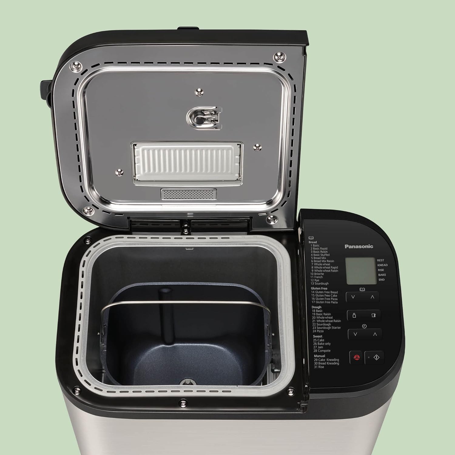 Panasonic SD-YR2550SXE Automatic Bread Maker, Raisin, Nut and Yeast Dispensers, 31 Auto Programs, Dual Temperature Sensor, 13 Hour Digital Timer, LCD Display, Silver