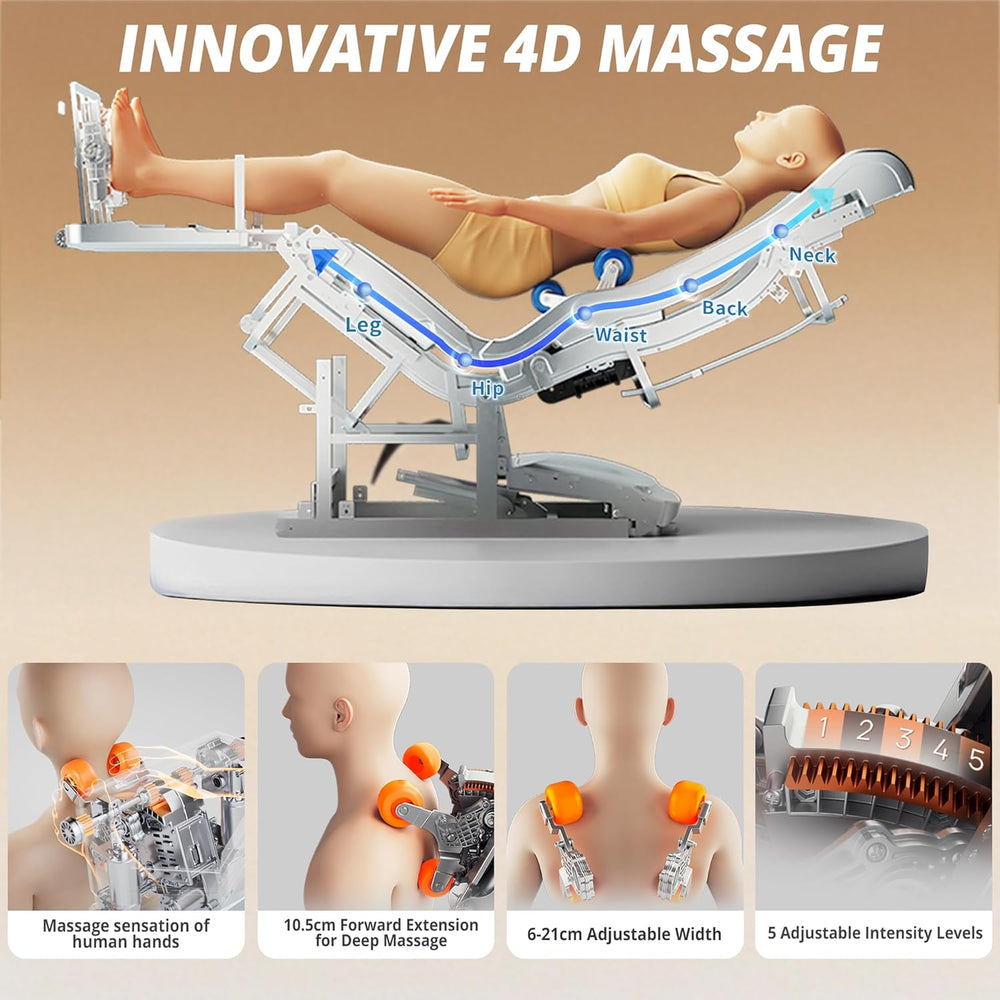 HealthRelife Fauteuil de Massage Complet du Corps avec Balayage corporel Mains robotiques 3D Housse de siège de Massage Shiatsu Intelligente avec Fonction vocale Chauffage du Dos (Bleu)