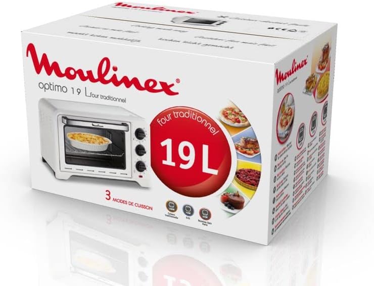 Moulinex Four électrique 39 L, 7 modes de cuisson, Chaleur tournante, Thermostat réglable jusqu’à 240° C, Tournebroche, Minuteur 120 min, Grille réversible, Optimo noir OX485810