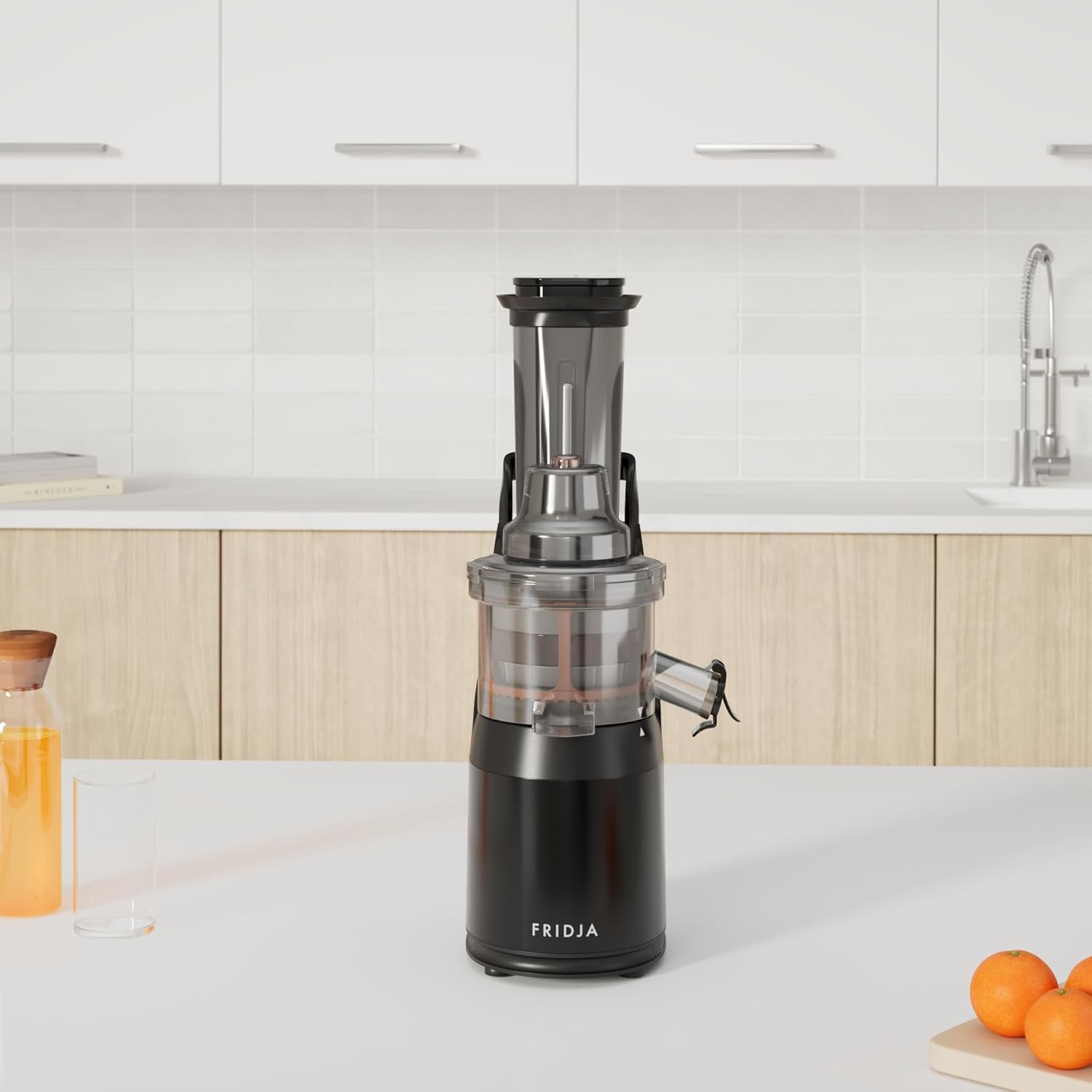 Slow Chewing, Slow Juicer, Fresh and Healthy Juice, Sorbet, Ice Cream, Mouth 75 mm, BPA Free, 240 Watts, Cold Pressure, Stainless Steel Black Fridja f1900