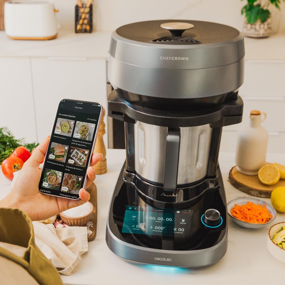 Cecotec Robot de Cuisine Mambo Black. 23 Fonctions, 10 Niveaux de Température, 1700W, 2,5 kg de Pâte, Cruche de 3,3L, 10 Vitesses, Minuterie, Température Réglable de 37 °C à 120 °C