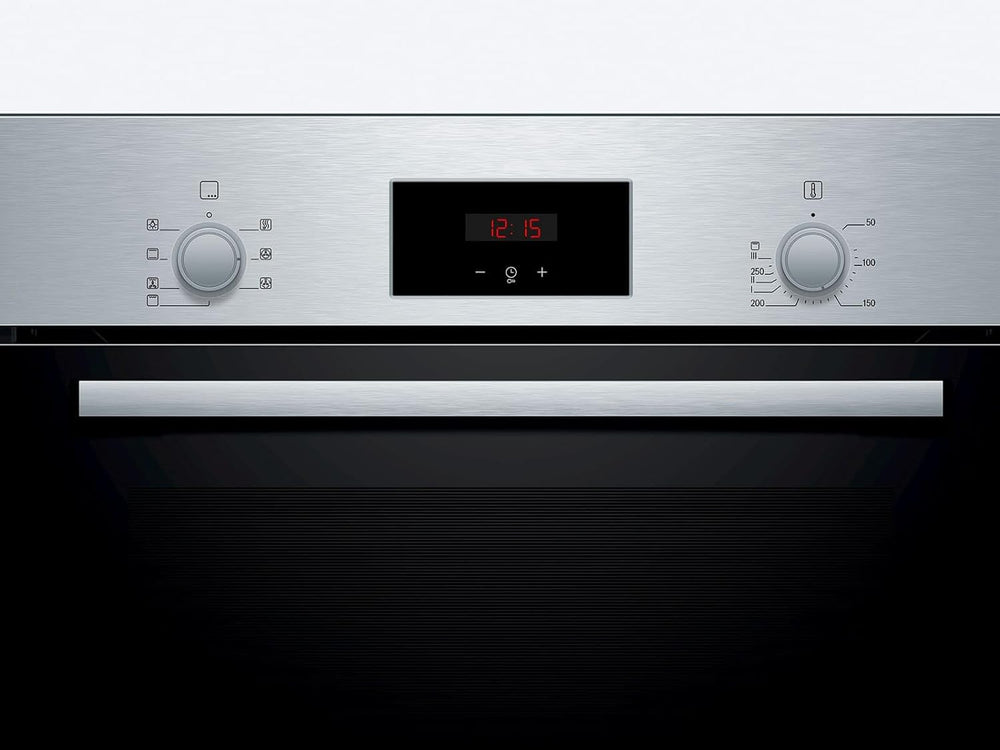 Bosch HBF133BR0 Série 2 - Four encastrable - 60 x 60 cm - Accessoire de nettoyage EcoClean Direct - Cuisson Air chaud 3D sur 3 niveaux en même temps - Écran LED - Chauffage rapide - Sécurité enfant